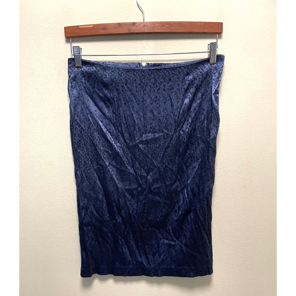 Forever 21 Juniors Skirt Size 9 Blue Satin Floral Embroidered Fairy Grunge Y2K - Picture 1 of 7